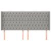 vidaXL Hoofdbord met randen 203x16x118/128 cm stof lichtgrijs