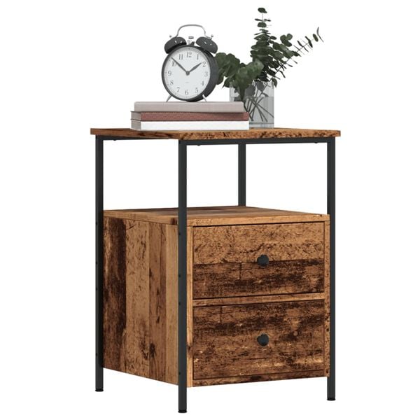 vidaXL Nachtkastjes 2 st 34x35,5x50 cm bewerkt hout oud houtkleurig