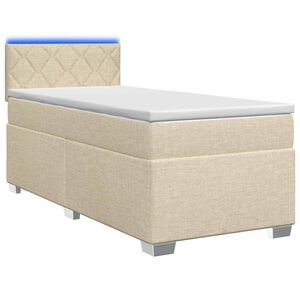 vidaXL Boxspring Bed met Matras en LED Cr&egrave;mekleurig 100 x 200 cm Stof