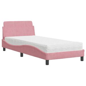 vidaXL Bed met matras "Dover" fluweel roze 80x200 cm
