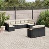 vidaXL 9-delige Loungeset met kussens poly rattan zwart