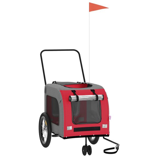 vidaXL Hondenfietstrailer oxford stof en ijzer rood en grijs