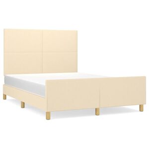 vidaXL Bedframe zonder matras stof cr&egrave;mekleurig 140x190 cm