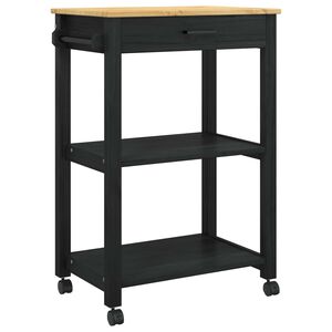 vidaXL Keuken Trolley MONZA Zwart 60 x 40 x 88,5 cm Massief Vurenhout
