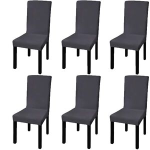 vidaXL Stoelhoezen 6 st stretch recht antracietkleurig