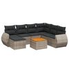vidaXL 8-delige Loungeset met kussens poly rattan grijs