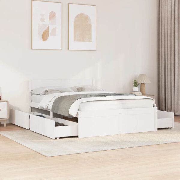 vidaXL Bedframe zonder matras massief grenenhout wit 120x200 cm