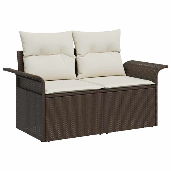 vidaXL Tuin Sofa Set met kussen met kussen 10 pcs Bruin Poly Rattan