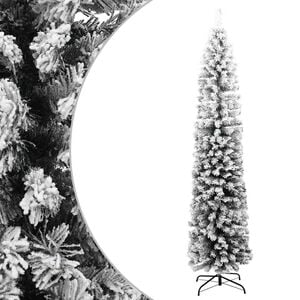 vidaXL Kunstkerstboom met sneeuw smal 240 cm PVC groen