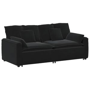 vidaXL Modulaire bank met kussens zwart