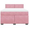 vidaXL Boxspring met matras fluweel roze 140x190 cm