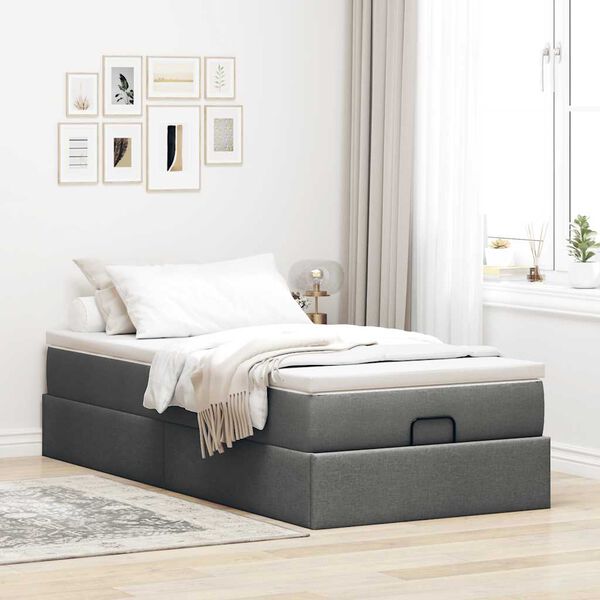 vidaXL Ottoman bed met matras 80x200cm stof donkergrijs