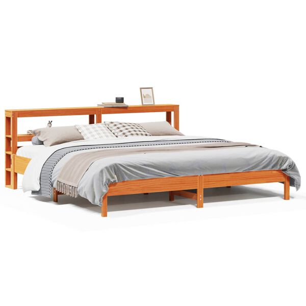 vidaXL Bedframe zonder matras massief grenenhout wasbruin 200x200 cm