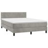 vidaXL Boxspring met matras fluweel lichtgrijs 140x190 cm