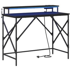vidaXL Bureau Zwart Eiken 100 x 50 x 86,5 cm Bewerkt hout