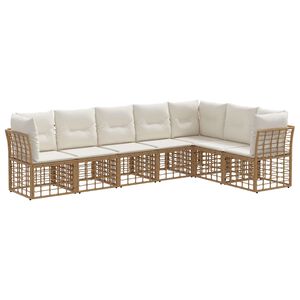 vidaXL Buiten bankenset met kussen 7 pcs Naturel Polyester