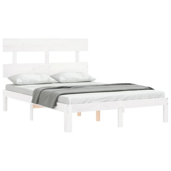 vidaXL Bedframe zonder matras massief grenenhout wit 120x200 cm