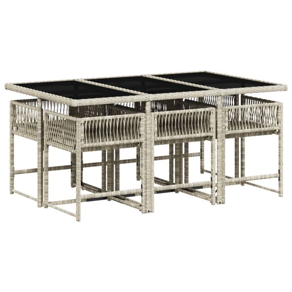 vidaXL 7-delige Tuinset met kussens poly rattan grijs