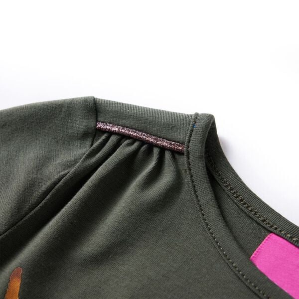 Kindershirt met lange mouwen 128 kakikleurig