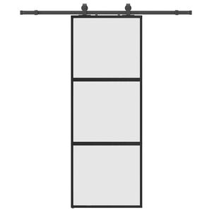 vidaXL Schuifdeur met beslagset 76x205 cm gehard glas zwart