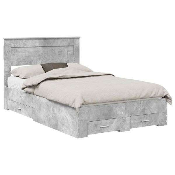 vidaXL Bedframe met hoofdeinde Beton Grijs 120 x 200 cm Bewerkt hout