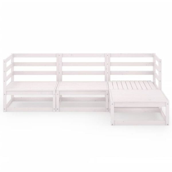 vidaXL 4-delige Loungeset massief grenenhout wit