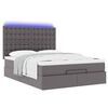 vidaXL Ottoman bed met matras en LED's 140x190cm kunstleer grijs