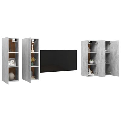 vidaXL Tv-meubelen 4 st 30,5x30x90 cm spaanplaat betongrijs