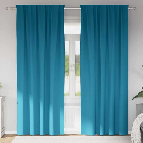 vidaXL Zwart-out Gordijnen met Ringen 2 pcs Turquoise 225 x 140 cm