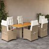 vidaXL 7-delige Tuinset met kussens poly rattan beige