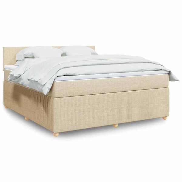 vidaXL Boxspring met matras stof cr&egrave;mekleurig 180x200 cm