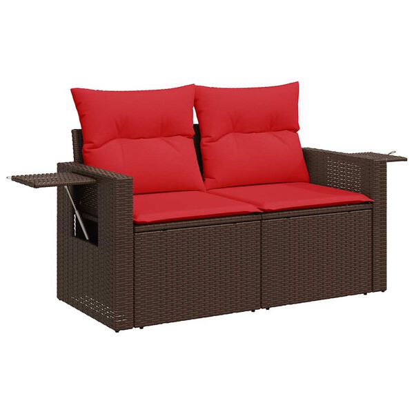 vidaXL 9-delige Loungeset met kussens poly rattan acacia bruin