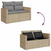 vidaXL 5-delige Loungeset met kussens poly rattan en acaciahout beige