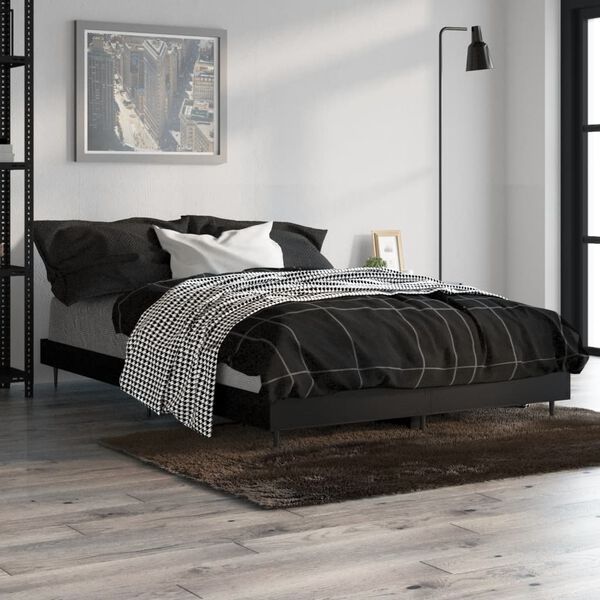 vidaXL Bedframe bewerkt hout zwart 120x190 cm