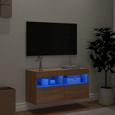 vidaXL Tv-wandmeubel met LED-verlichting 80x30x40 cm sonoma eikenkleur