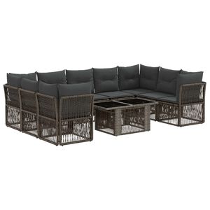 vidaXL Tuinbankenset 10 st Grijs 100 x 55 x 73 cm poly rattan
