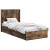 vidaXL Bedframe met opbergruimte en hoofdbord Gerookt eiken