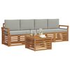 vidaXL Sofa-Sets 5 pcs Natuurlijk en Lichtgrijs Massief Acaciahout