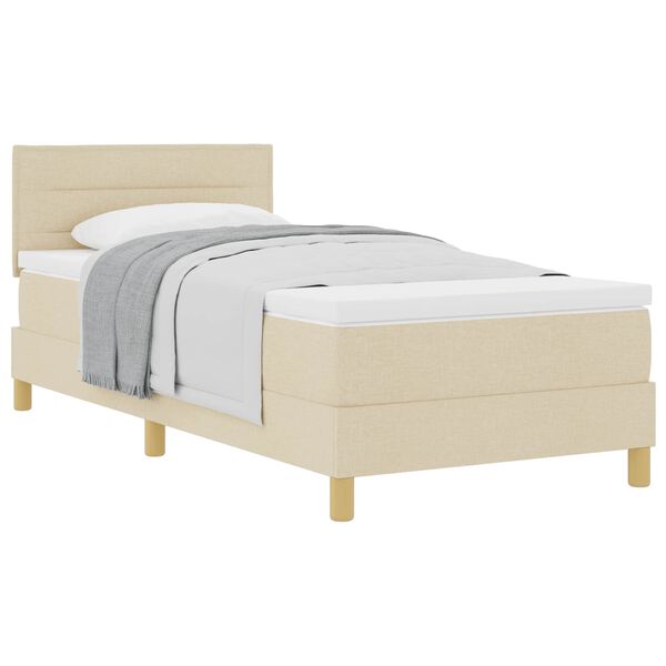 vidaXL Boxspringbed met matras met hoofdeinde Cr&egrave;me 100 x 200 cm Stof
