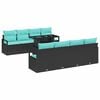 vidaXL Tuin Sofa Set met kussen 7 pcs Zwart en blauw poly rattan