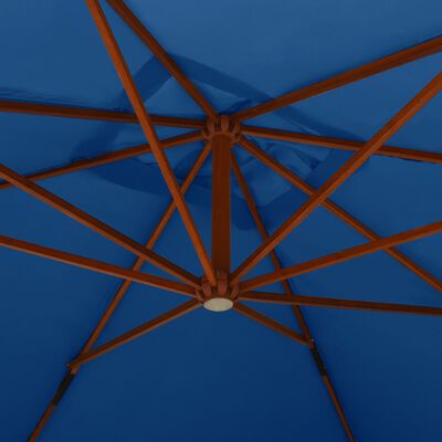 vidaXL Zweefparasol met houten paal 400x300 cm azuurblauw