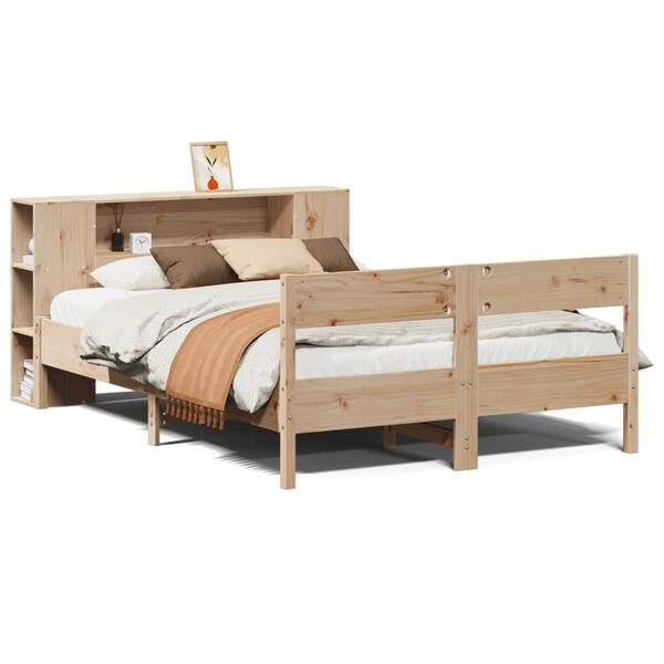 vidaXL Bed met boekenkast zonder matras massief grenenhout 120x190 cm