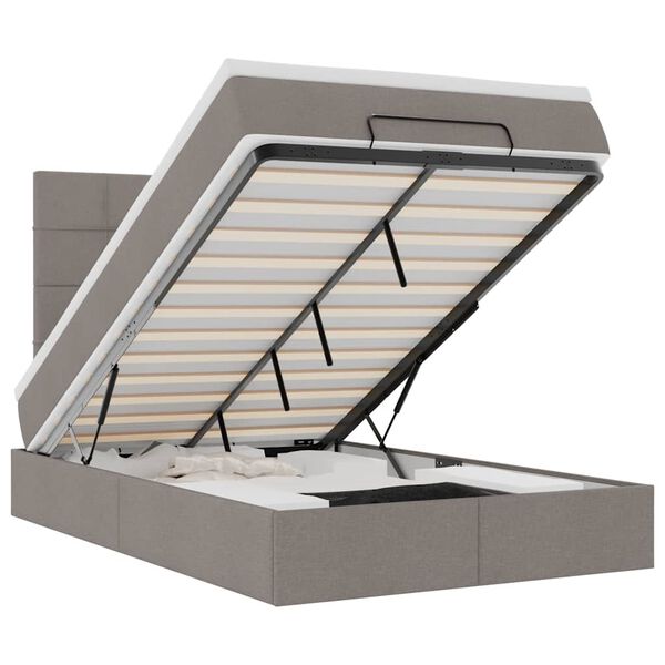 vidaXL Ottoman bed met matras en LED's 120x200cm stof taupe