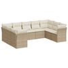 vidaXL 9-delige Loungeset met kussens poly rattan beige