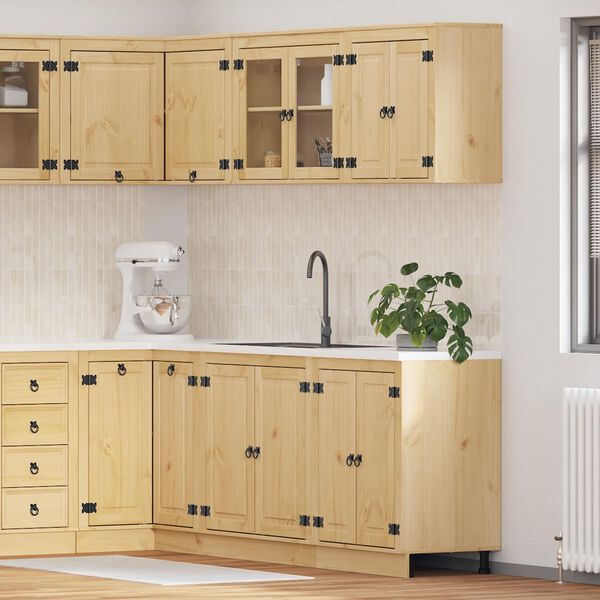 vidaXL Kast met plank met opslag 4 pcs Honing Massief grenenhout