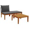 vidaXL 3 st Tuin Loungeset met Kussens Massief acaciahout & touw