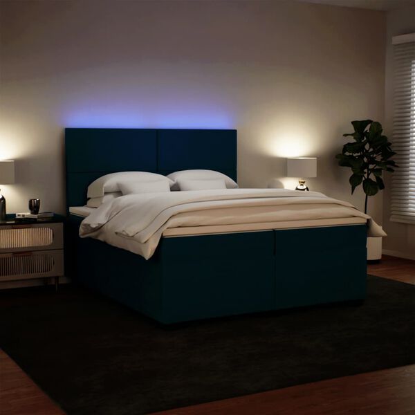 vidaXL Boxspring met matras fluweel blauw 200x200 cm