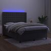 vidaXL Boxspring met matras en LED fluweel donkergrijs 140x200 cm