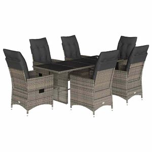 vidaXL 7-delige Tuinset met kussens poly rattan grijs