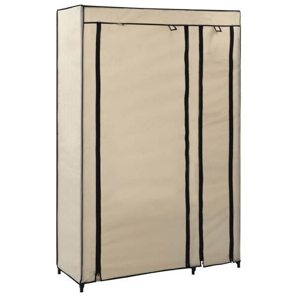 vidaXL Kledingkast opvouwbaar 110x45x175 cm stof cr&egrave;me